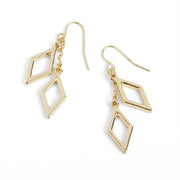 Gold Double Diamond Earrings