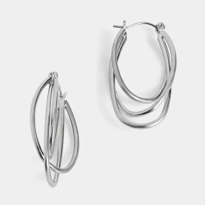 Silver Swoopty Loop Hoops