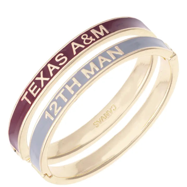 Texas A&M Skinny Enamel Hinge Bangle