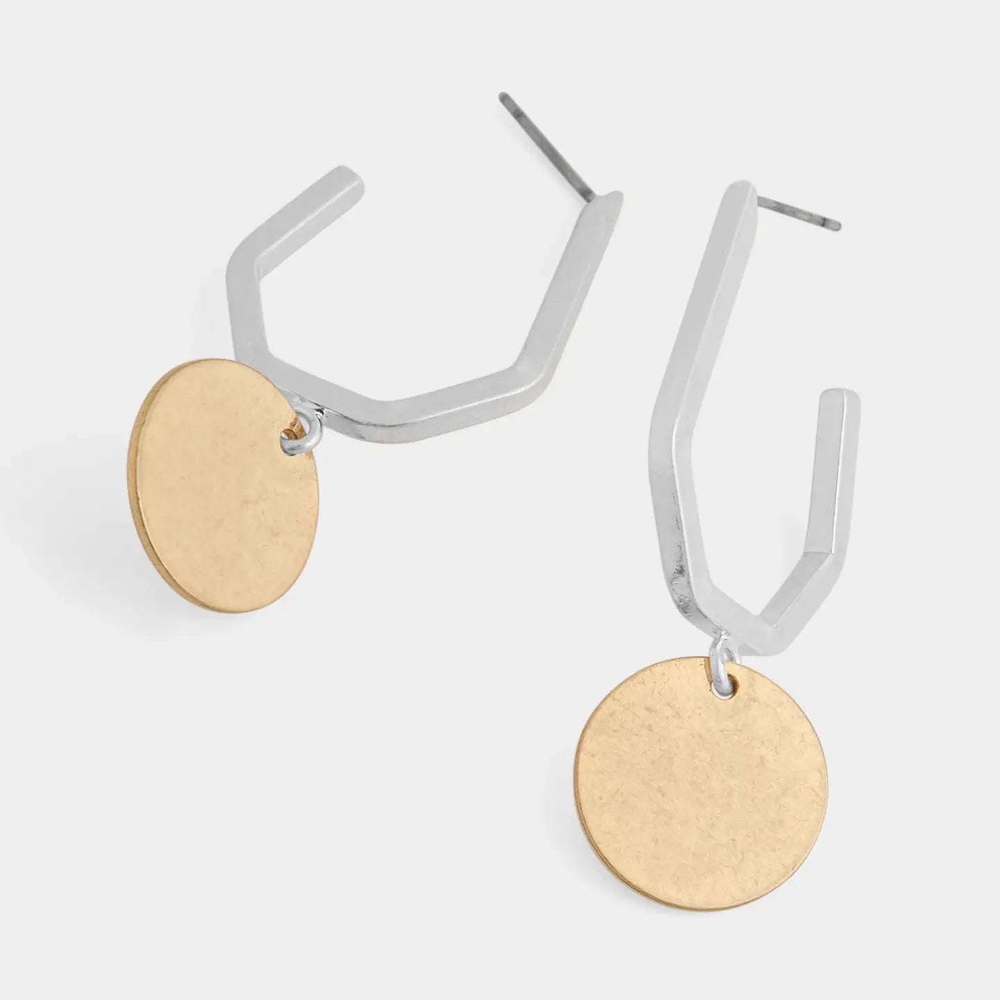 Coin Dangle Two Tone Hoops