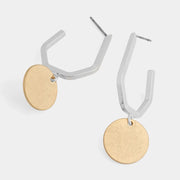 Coin Dangle Two Tone Hoops