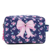 Navy Flowers & Bow Pouch