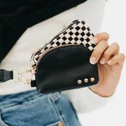 Wonderlust Black Check Dual Pouch Wristlet