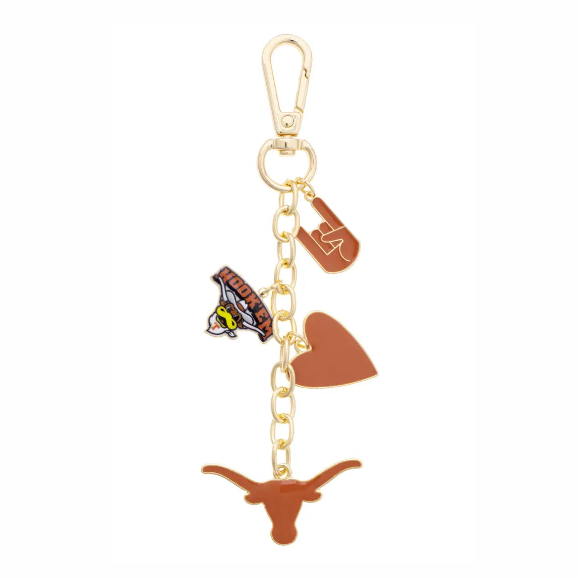 Longhorns Heart Cluster Bag Charm