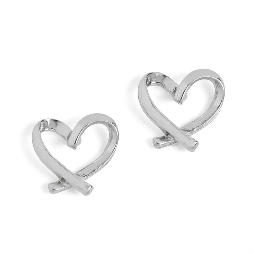 Silver Signature Heart Studs