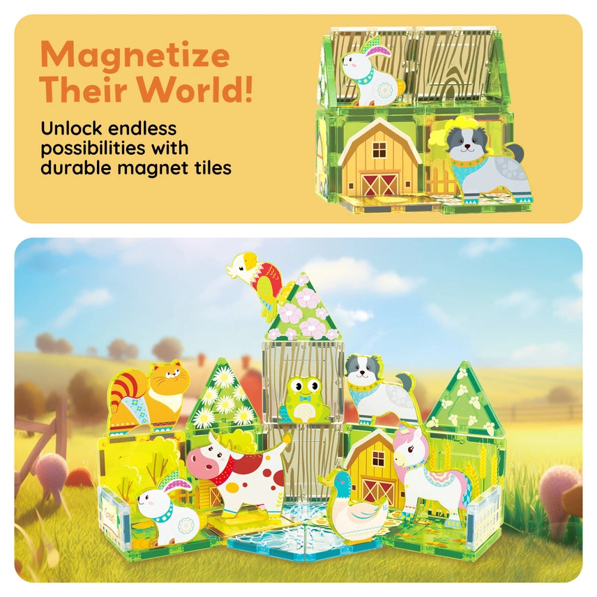 26pc Magnetic Tile Farm Theme Toy Set