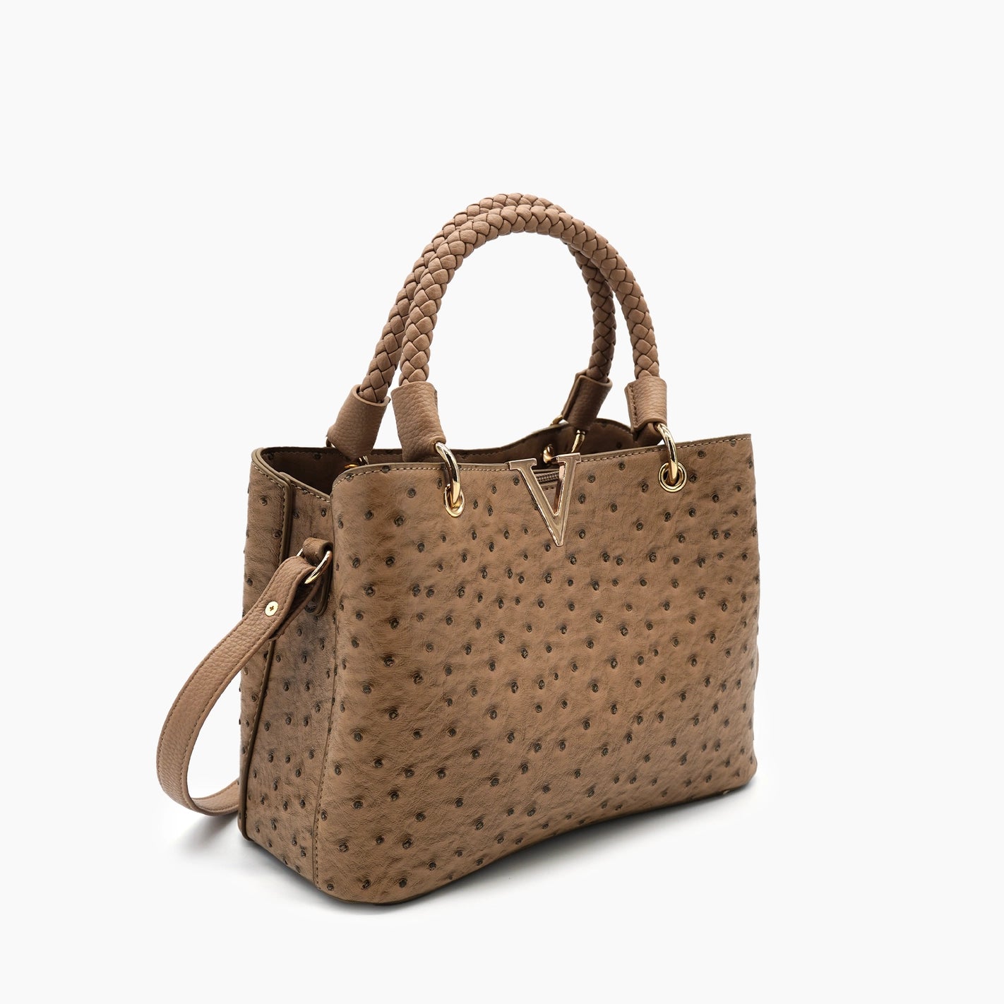 Muriel Tan Ostrich Handle Bag