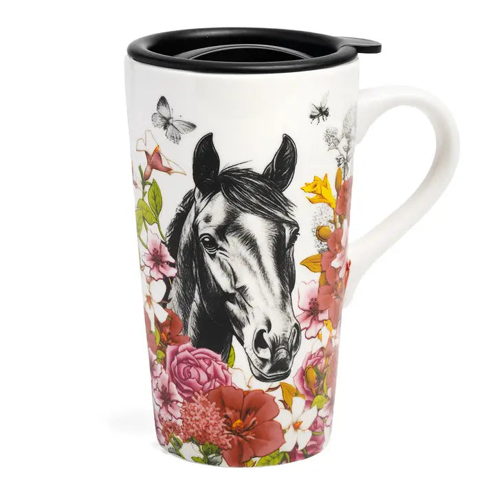 Floral Horse Travel Mug