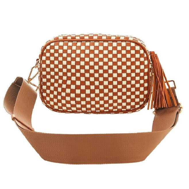 Chic Check Camel Camera Crossbody