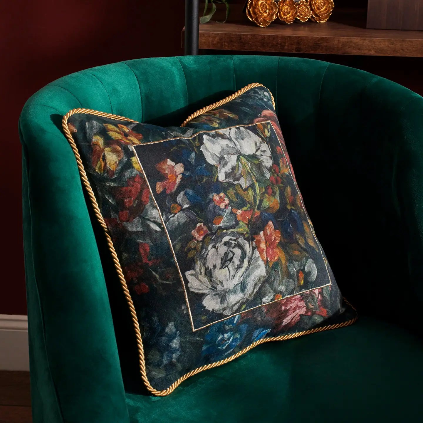 Moody Floral Toss Pillow