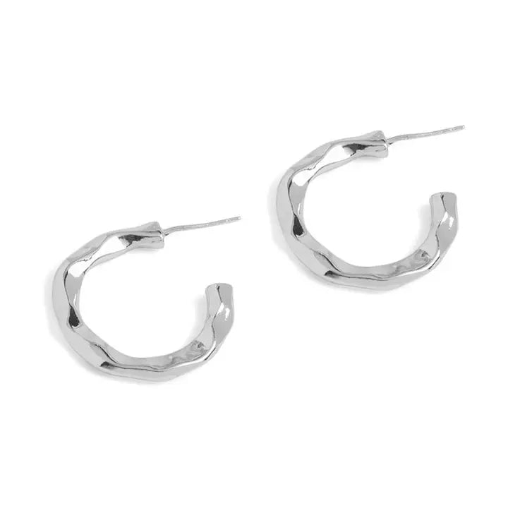 Silver Jagged Edge Hoops