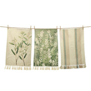 Neutral Green Leaf Tea Towels Set