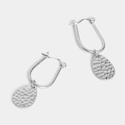Silver Hammered Dangle Hoops