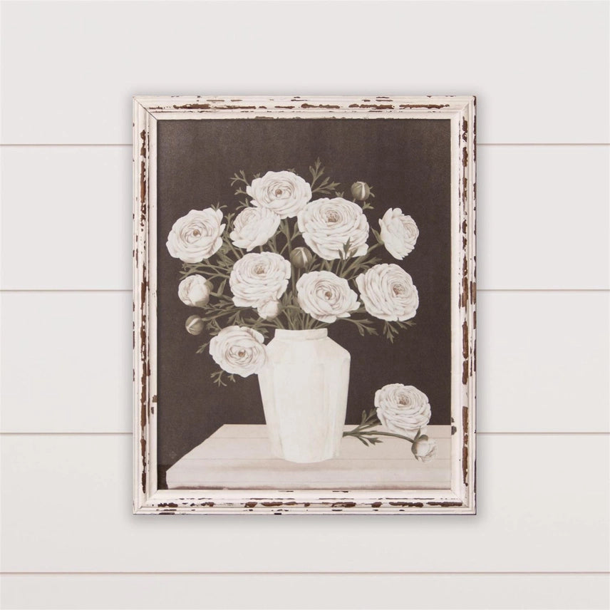 White Flowers in Vase Wall Art