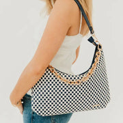 Sienna Navy Check Shoulder Bag