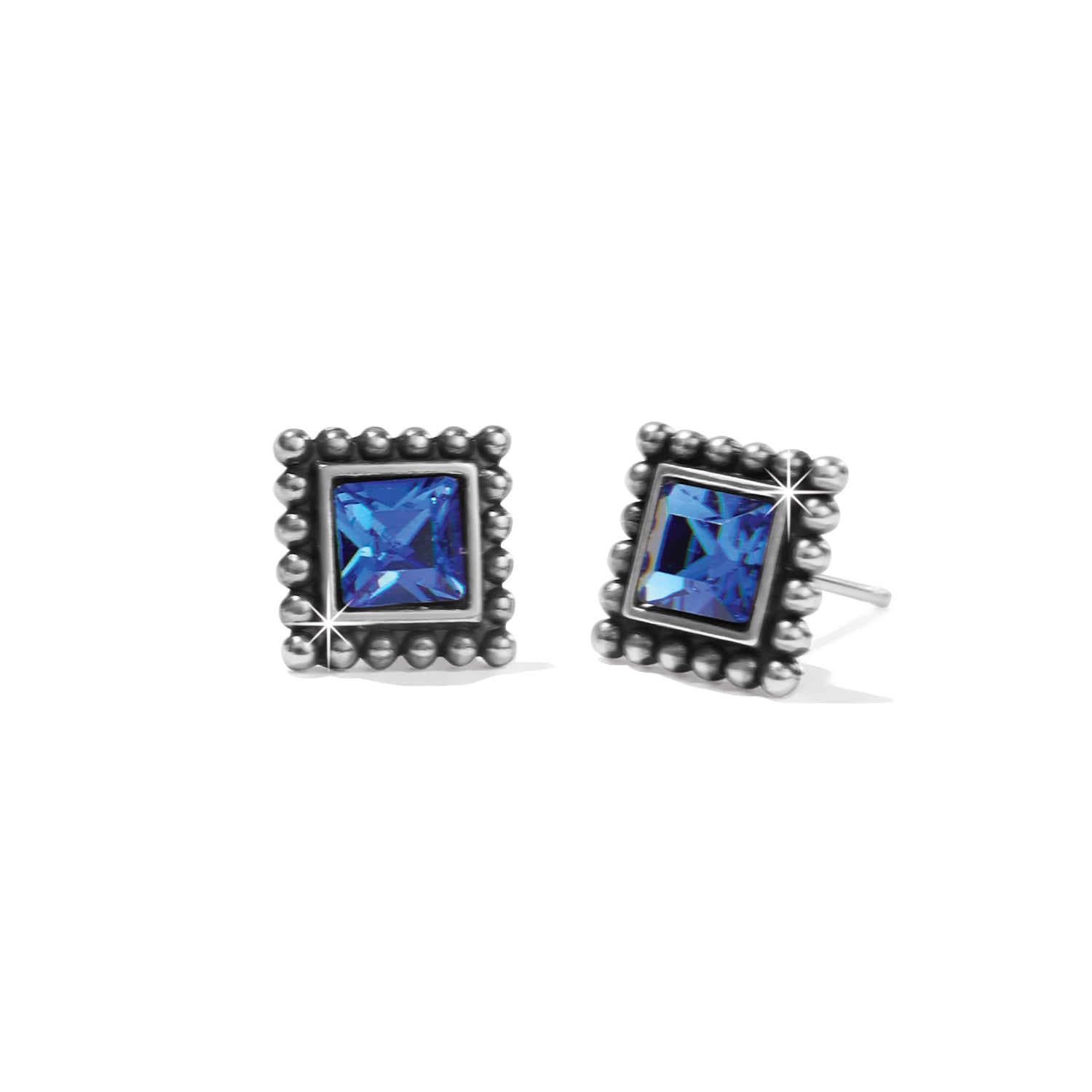 Sparkle Square Sapphire Mini Post Earrings