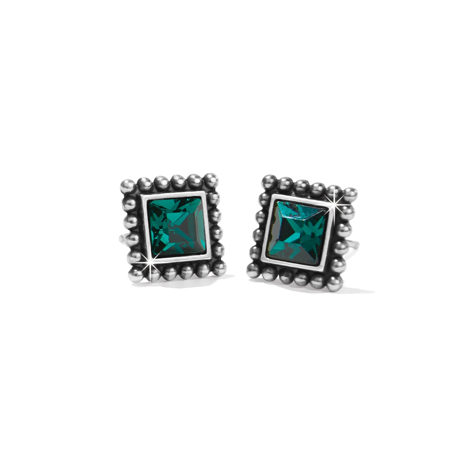 Sparkle Square Emerald Mini Post Earrings