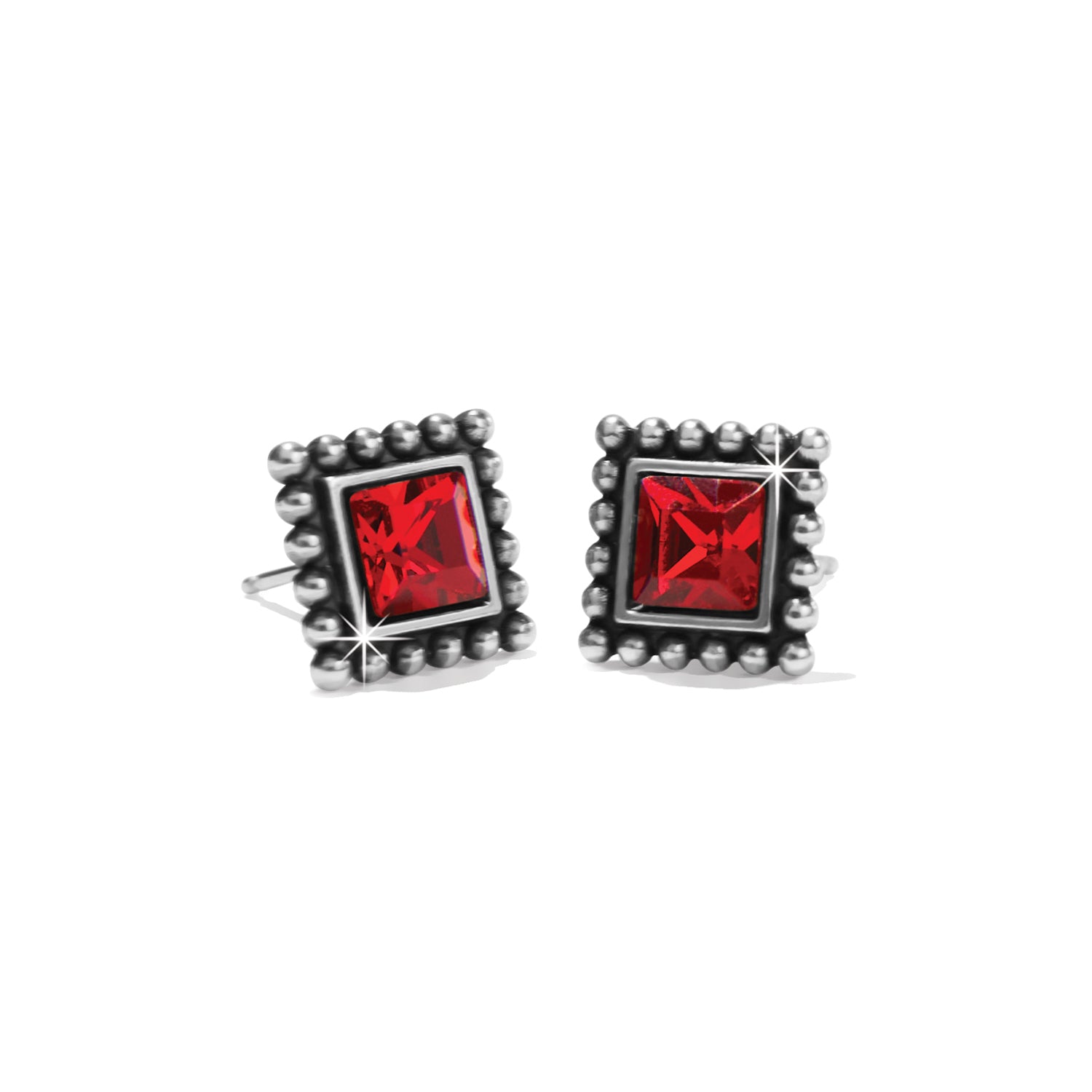 Sparkle Square Ruby Mini Post Earrings