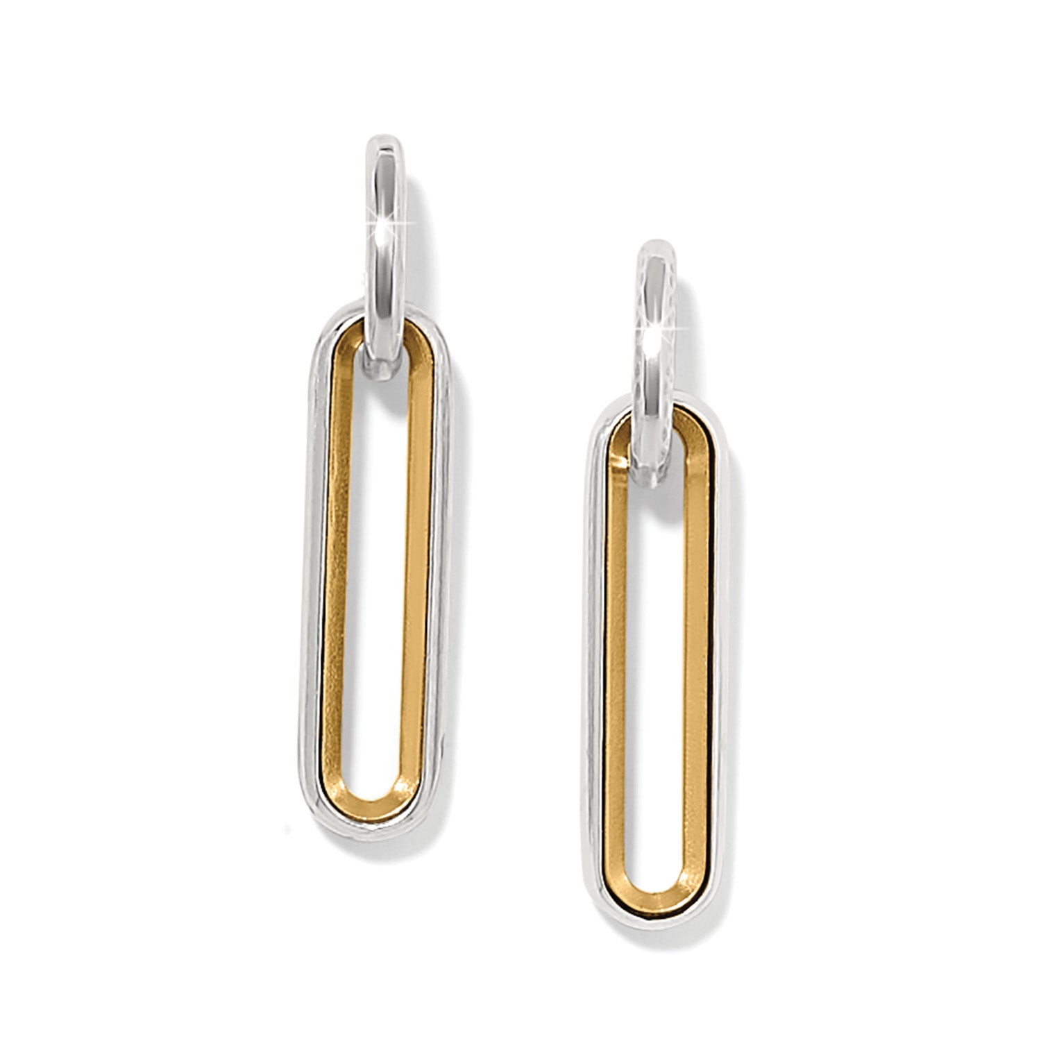 Medici Two Tone Long Post Drop Earrings