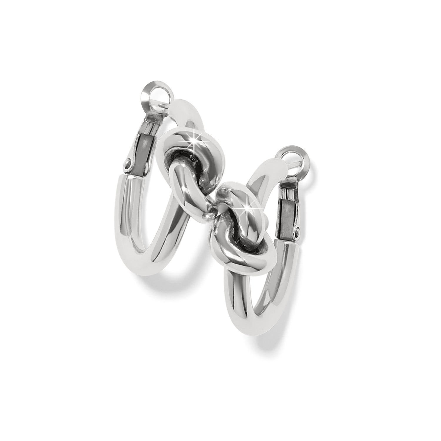 Interlok Single Knot Silver Hoop Earrings