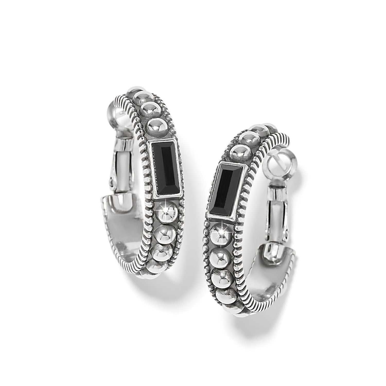 Pretty Tough Black Gem Hoop Earrings