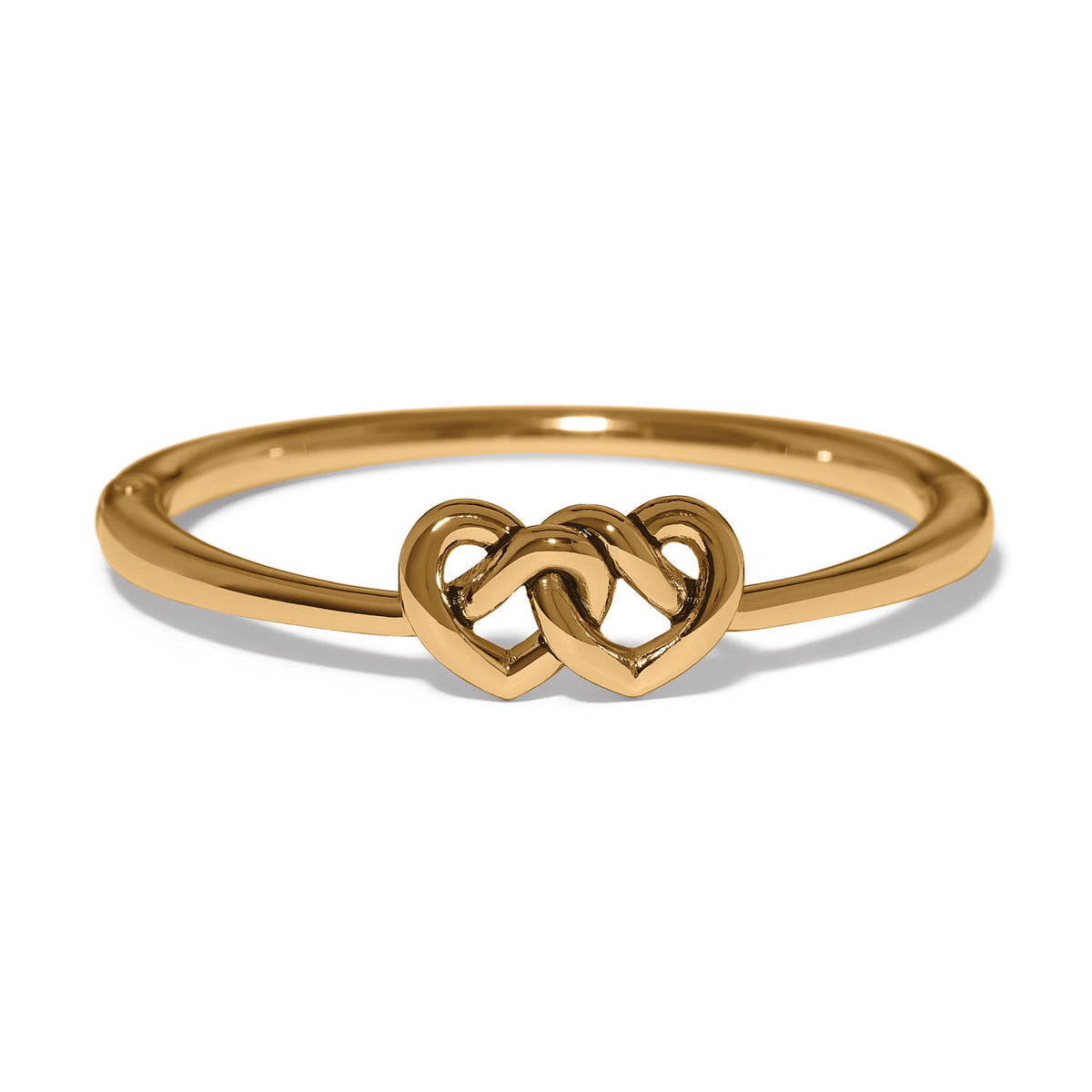 Interlok Linked Hearts Gold Hinged Bangle