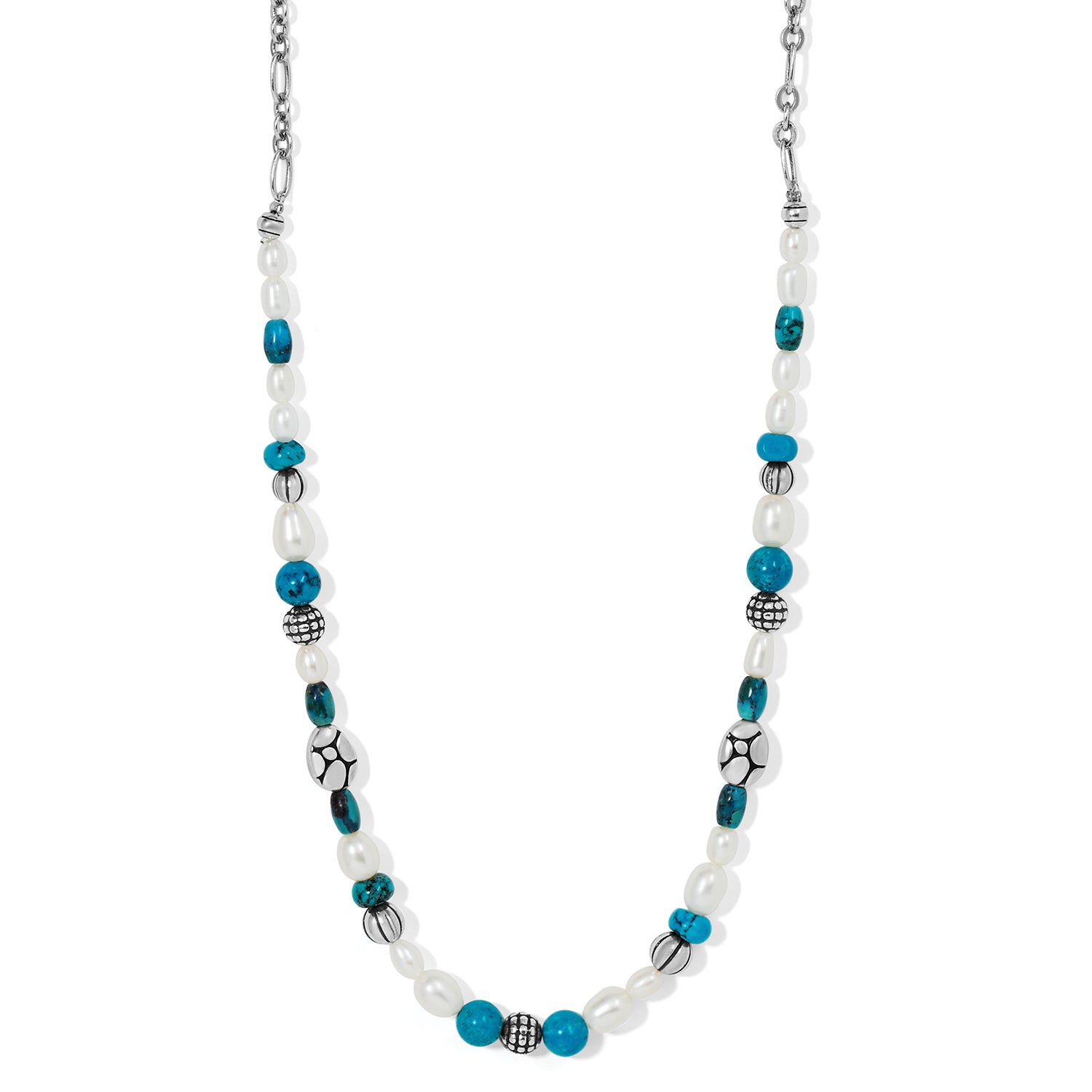 Pebble Turquoise And Pearl Necklace