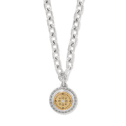 Mosaic Round Two Tone Pendant Necklace