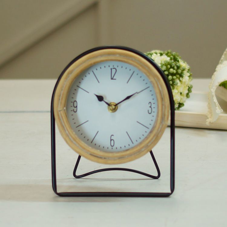 Metal & Wood Table Clock