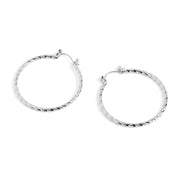 Twisted Silver Hoop Earrings