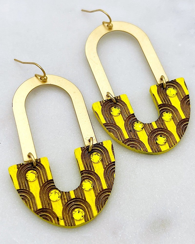 Arches Yellow Wood Earrings