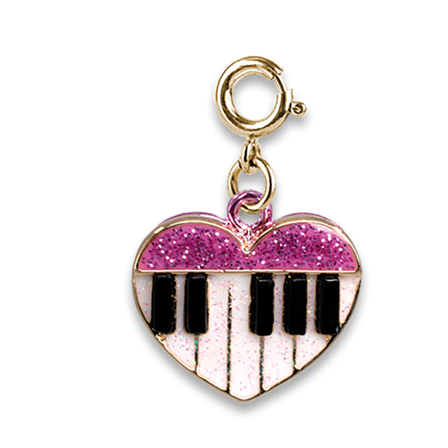 Glitter Piano Heart Charm