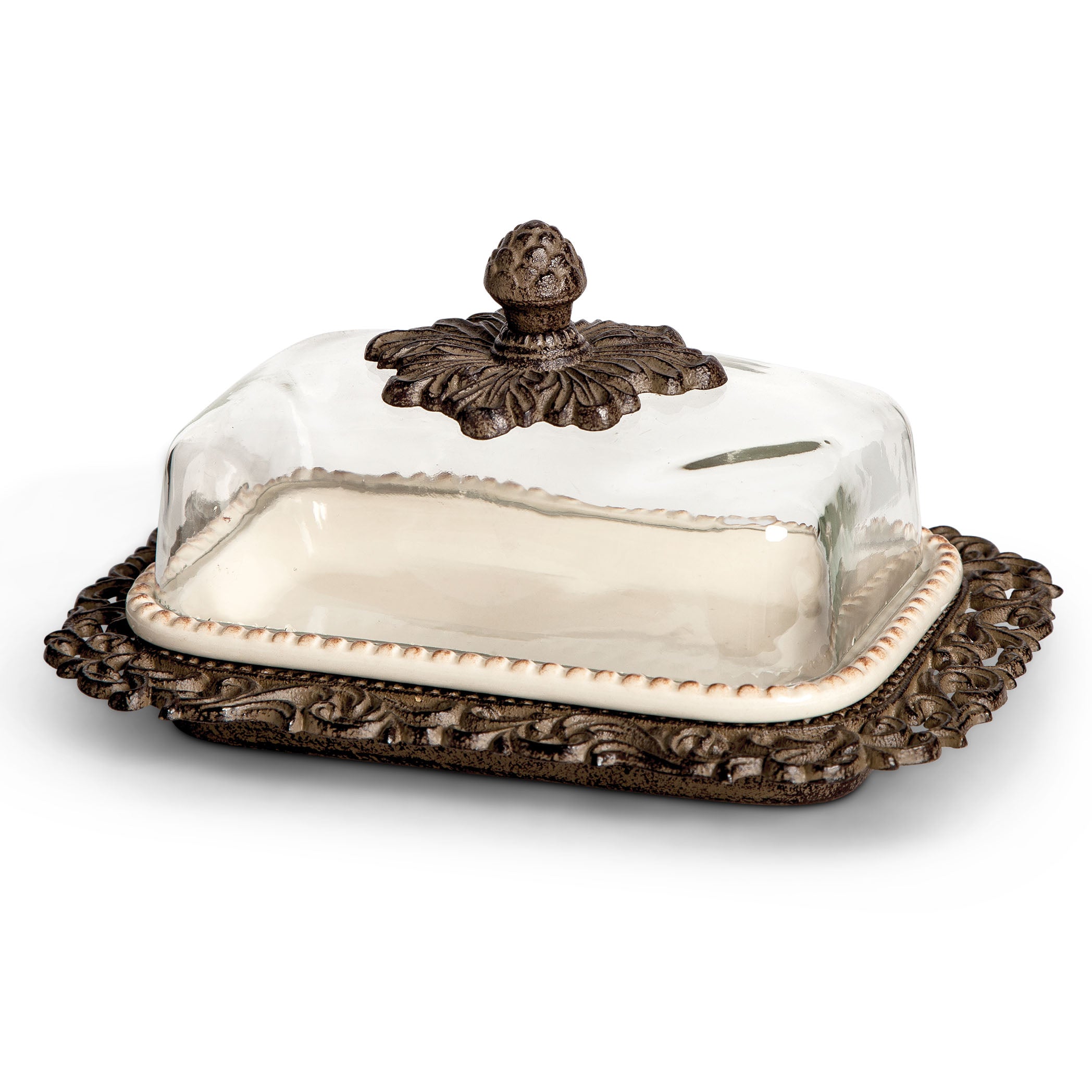 Acanthus Glass Butter Dish