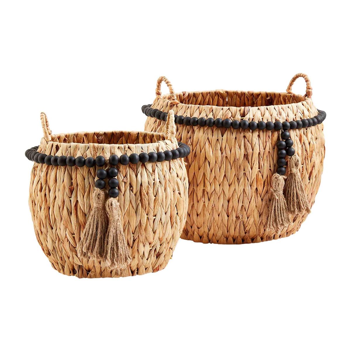 Black Bead Tassel Basket Set