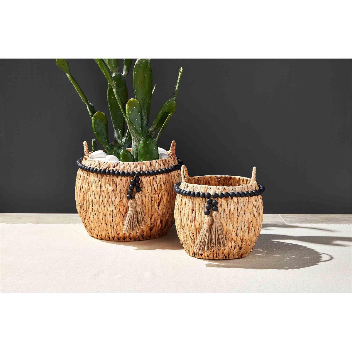 Black Bead Tassel Basket Set