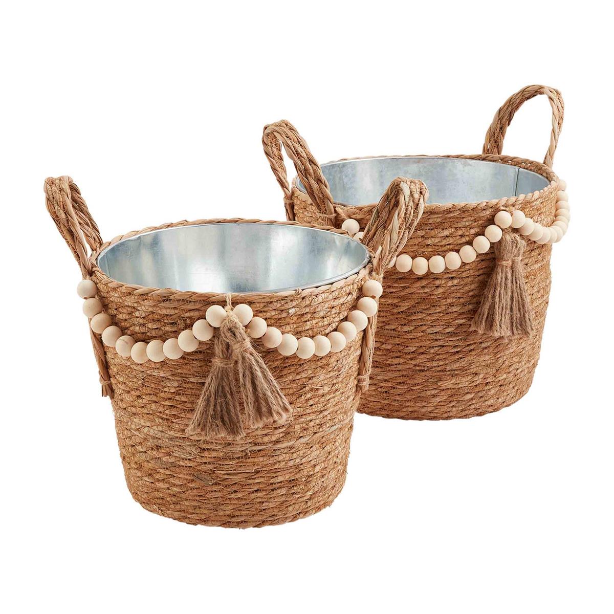 Hyacinth Beaded Party Tub Baskets