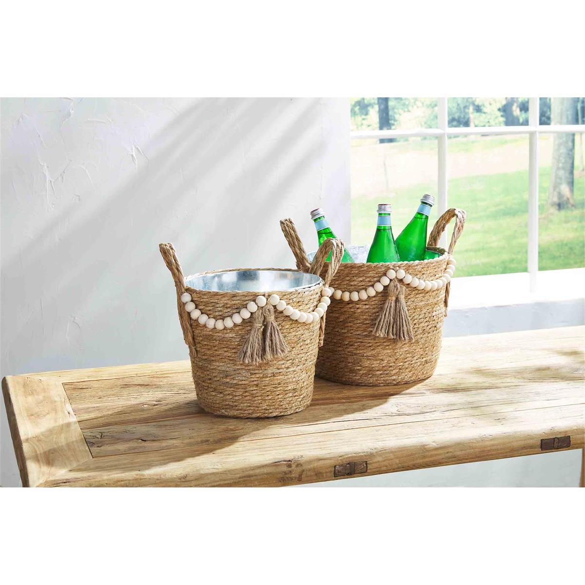 Hyacinth Beaded Party Tub Baskets