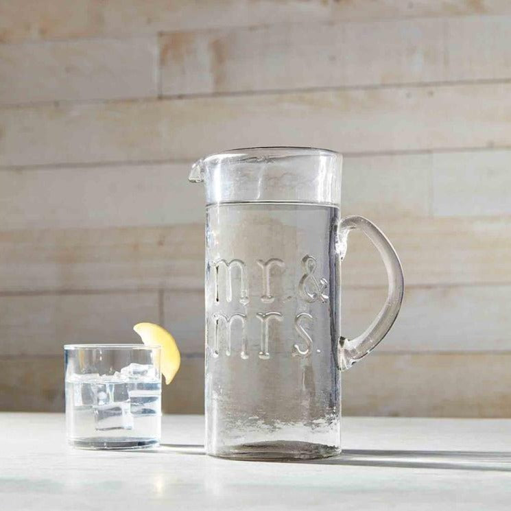 Mr & Mrs Glass Pitcher