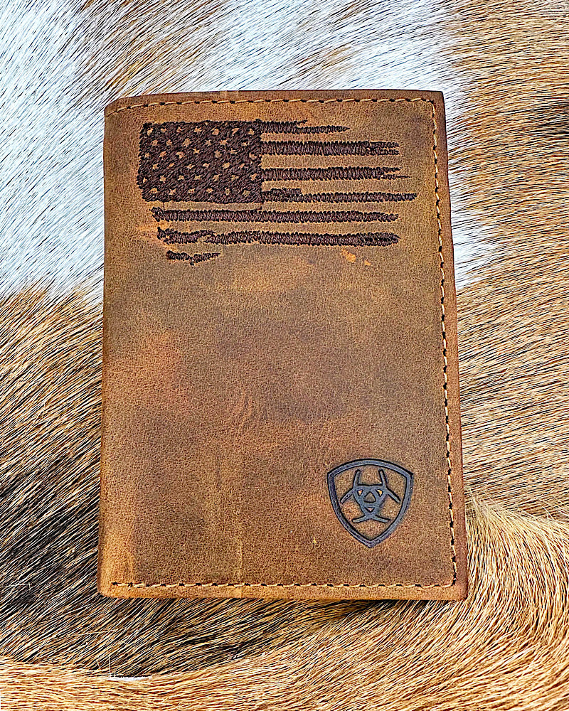 Ariat Flag Shield Tri-Fold Wallet