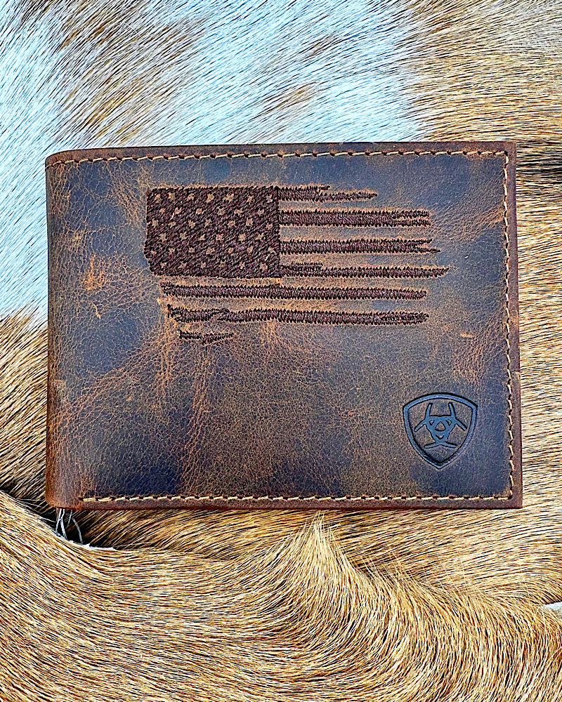 Ariat Flag Shield Bi-Fold Wallet
