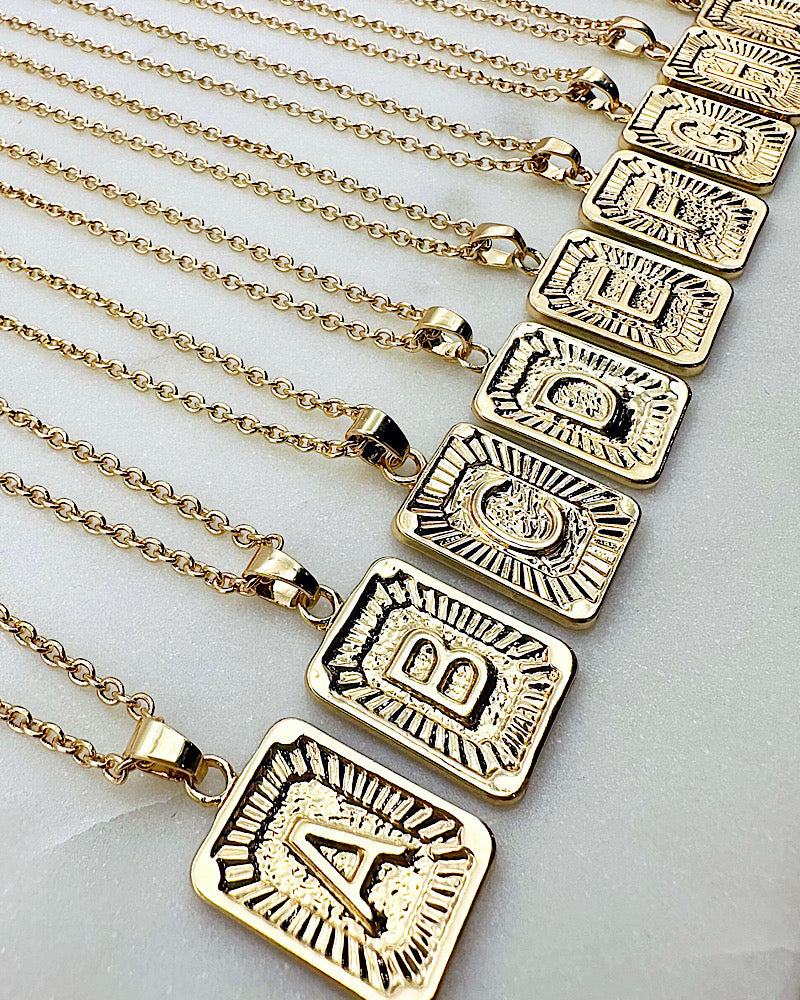 Golden Initial Tag Necklace