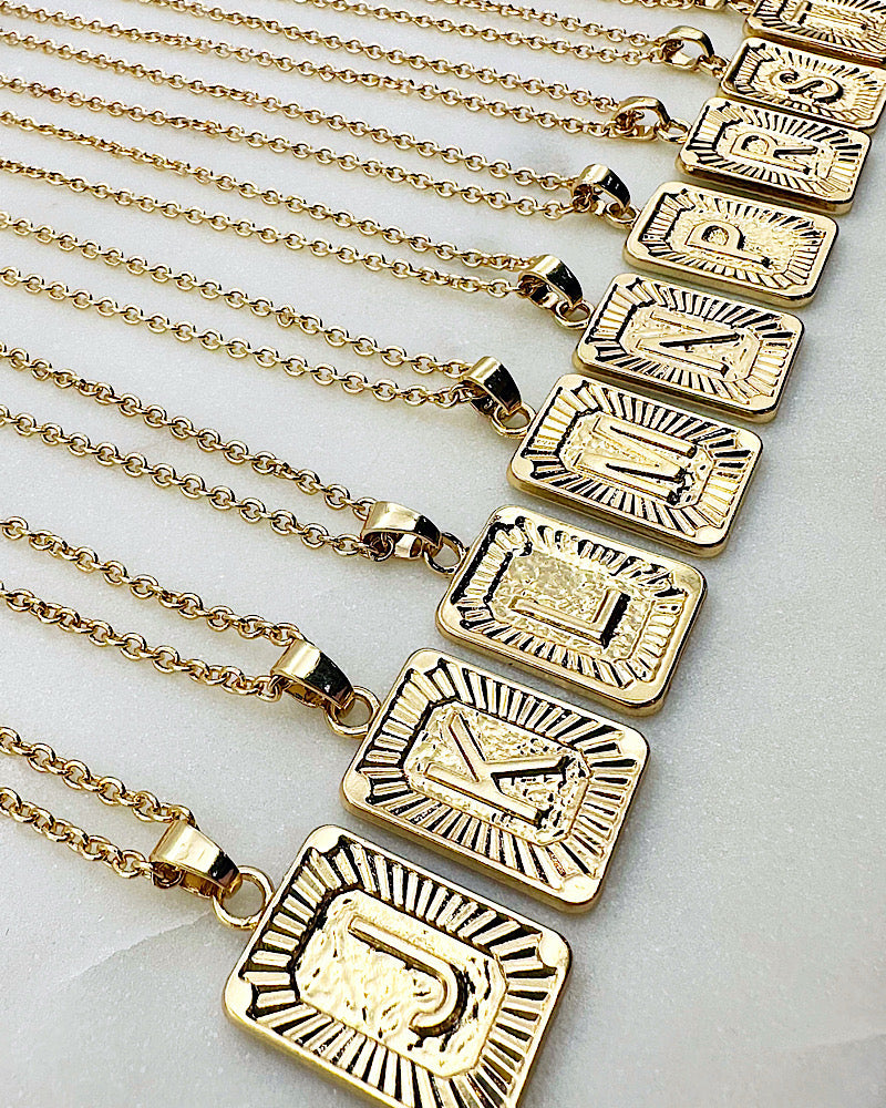 Golden Initial Tag Necklace