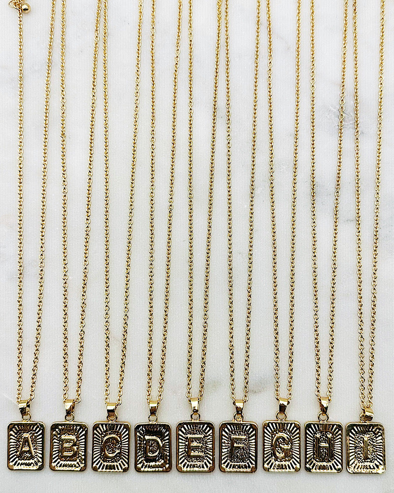 Golden Initial Tag Necklace