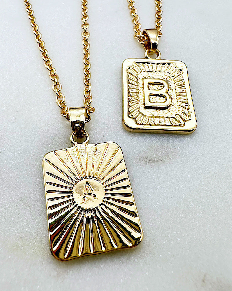 Golden Initial Tag Necklace