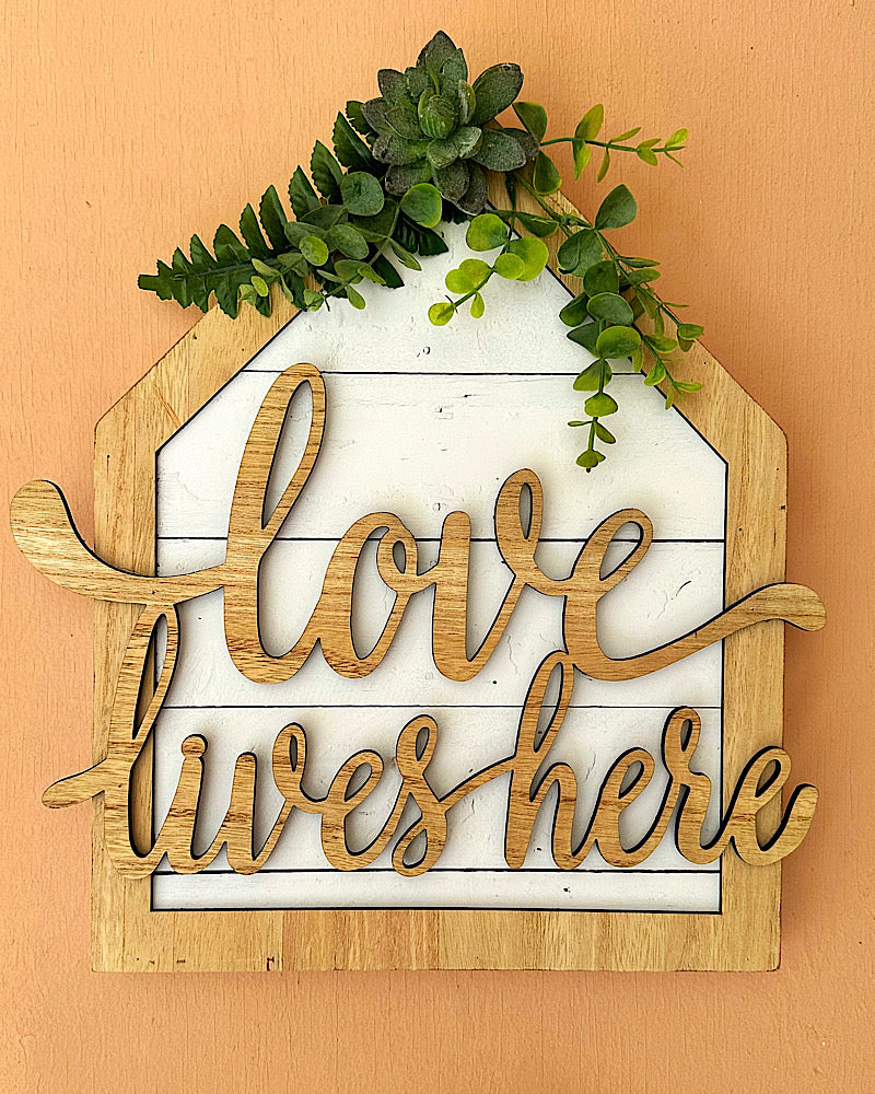 Wall Sign with Artificial Greenery