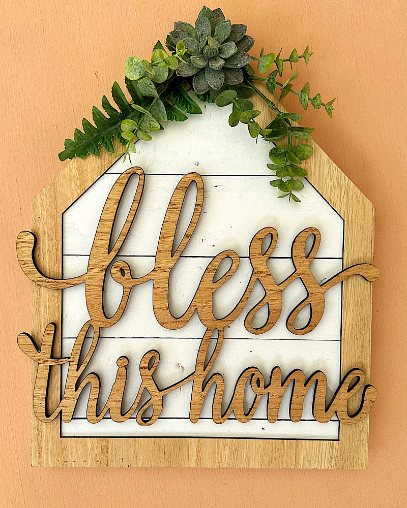 Wall Sign with Artificial Greenery