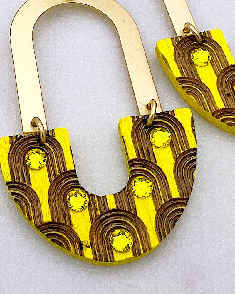 Arches Yellow Wood Earrings