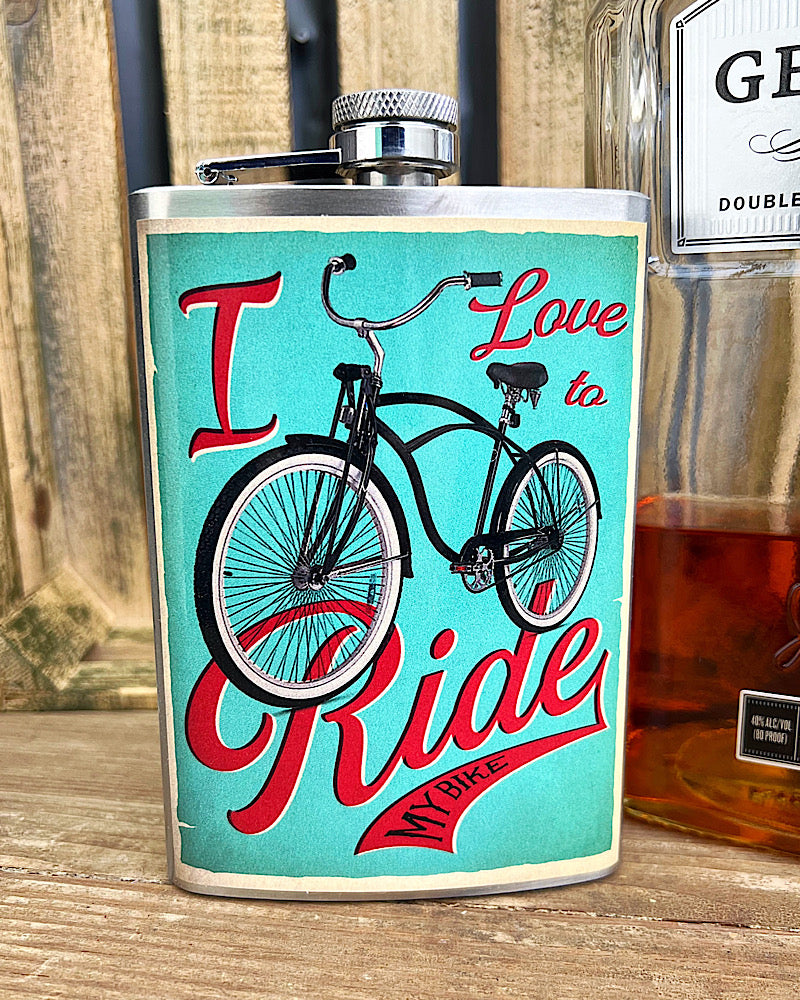 I Love To Ride Flask