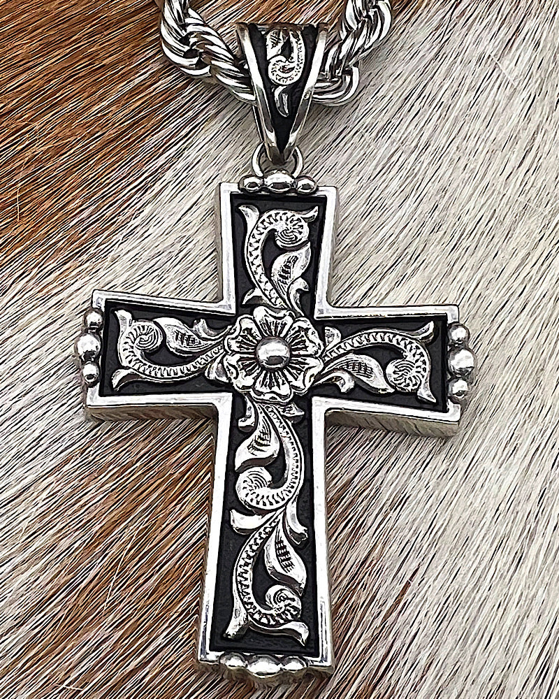 Western Scroll Cross Necklace
