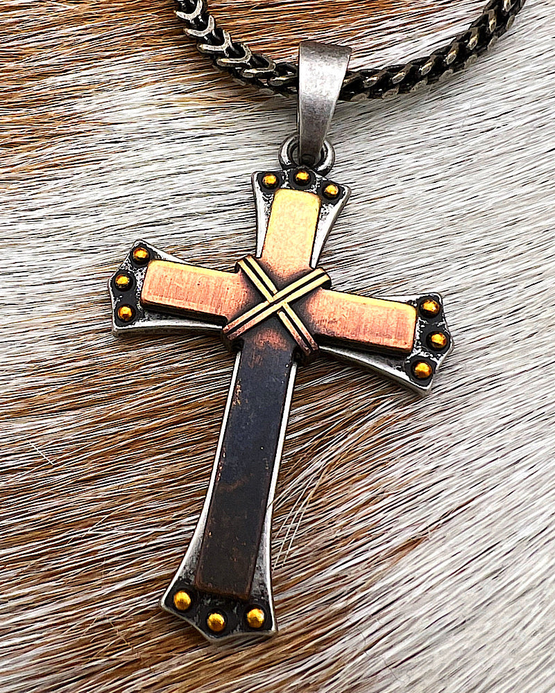 Western Silver & Turquoise Cross Necklace and Matching Earrings – Wild West  Living